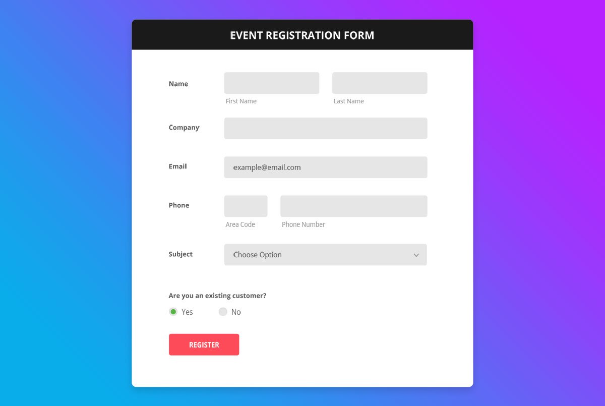 Registration Form Web Design Free Download Css With Code - avidclever